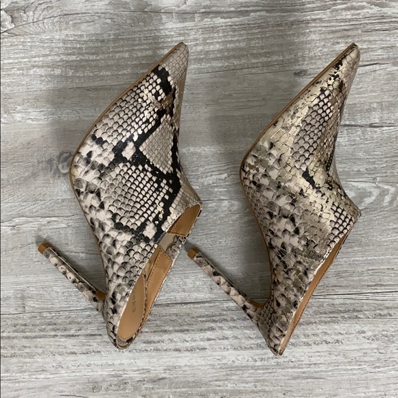 NWT Express Tan|Gold Animal Skin Print Mule - Picture 6 of 7